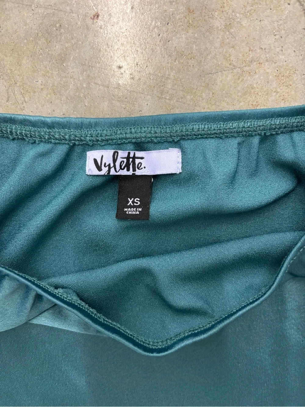 teal satin midi skirt w slit